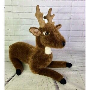 Ditz Designs Large Sitting Laying Deer Reindeer Plush Stuffed Animal Brown 19in